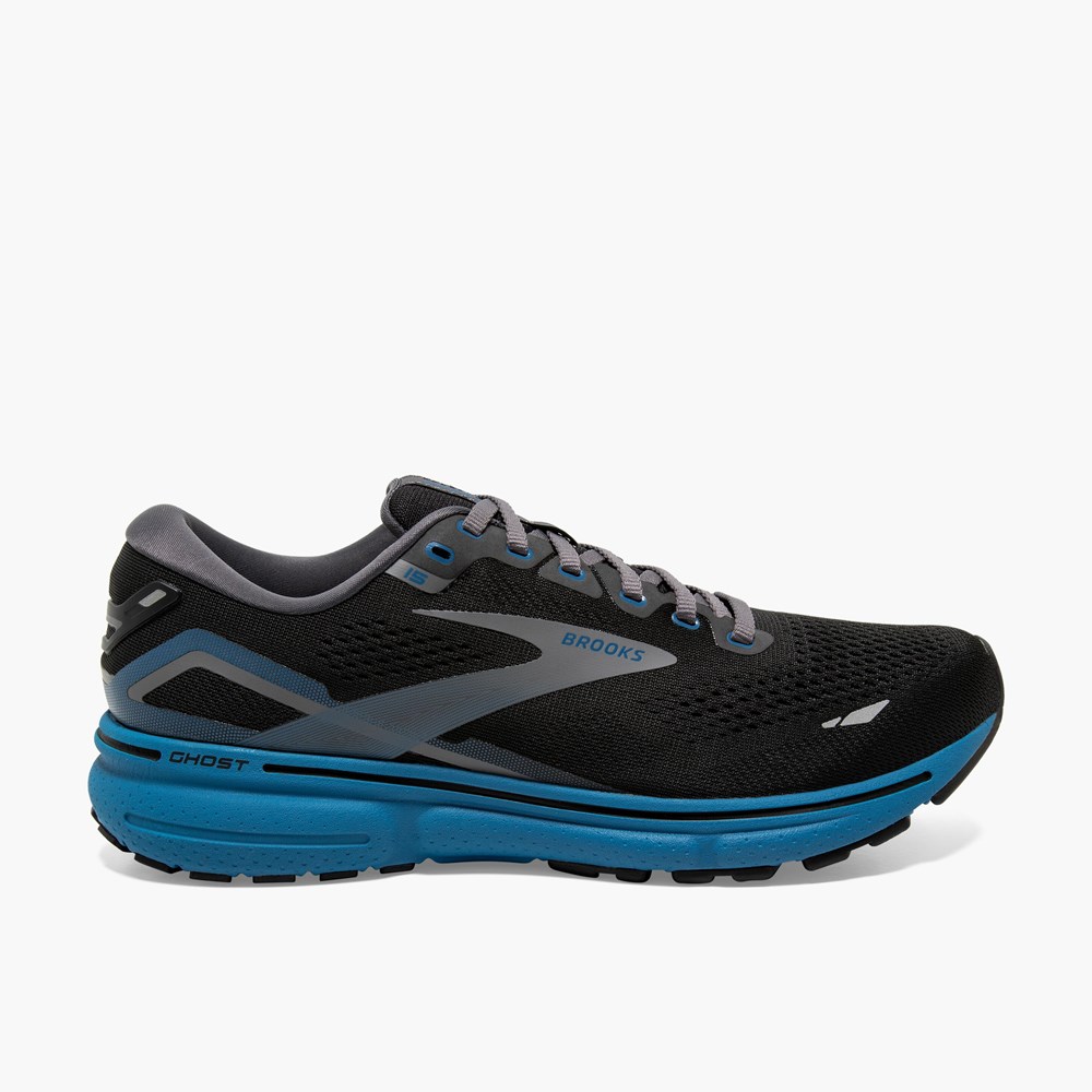 Chaussures Running Route Brooks Ghost 15 Noir Bleu Homme | YOI-6043100